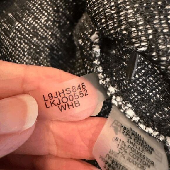 Karl Lagerfeld Tweed Knit Top Black and White Front Pocket Button Detail Large - Picture 6 of 12